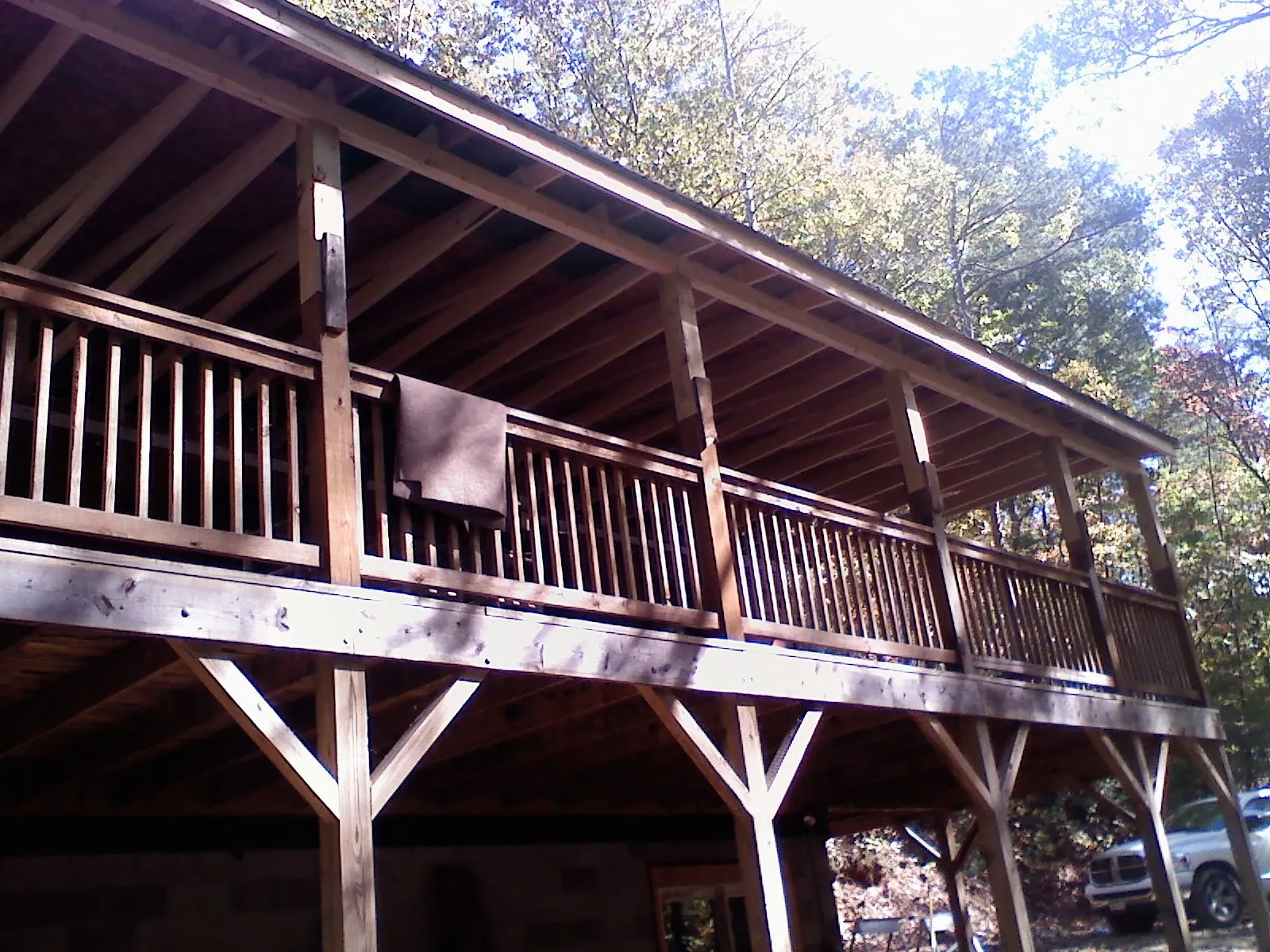 Timber framing under a new elevated porch and deck — Roof Leak Repair in North Middletown by Roofing Brothers